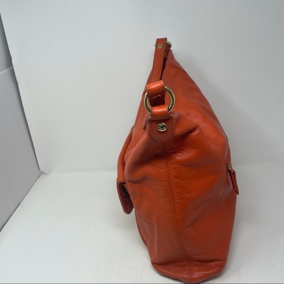 Emma Fox Leather Shoulder Bag – Orange with Blue/White Lining - Picture 4 of 13
